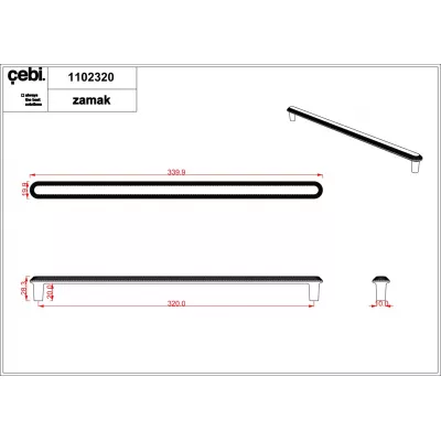 Ручка мебельная CEBI A1102 320 мм MP27 (черный матовый никель) NOLA