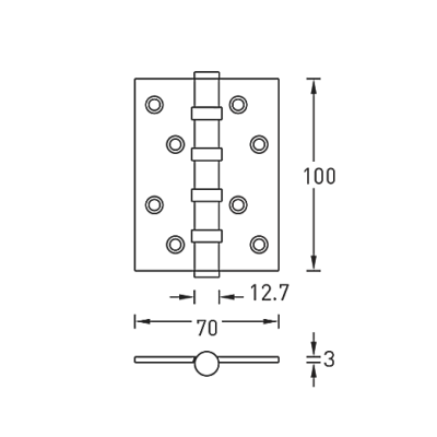 Петли латунные универсальные ARCHIE A010-C 100X70X3-4BB-1U матовая латунь