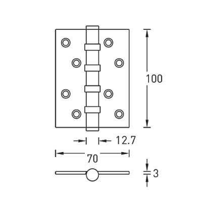 Петли универсальные SILLUR A010-C 100X70X3-4BB S.CHROME хром матовый