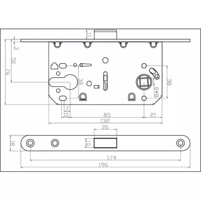 Защёлка врезная магнитная под ключевой цилиндр ADDEN BAU KEY-5085 MAG NICKEL (цвет НИКЕЛЬ)