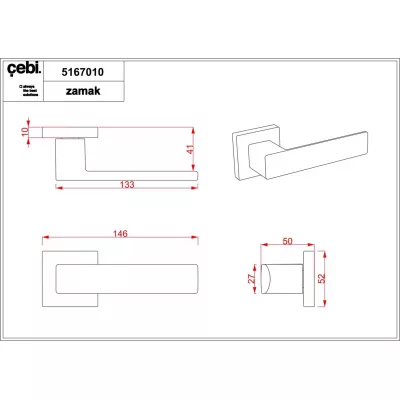 Ручки дверные CEBI CUBE SQ цвет МР02 (хром)