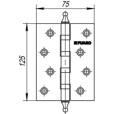 Петля универсальная IN5400UA-BL CP (4BB/A/BL 125x75x2,5) хром БЛИСТЕР