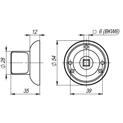 Ручка поворотная BKW6.R.LD54 (BKW6) CP-8 хром