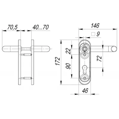 Ручка дверная FP.DH172.0433 NE (DH-0433 NE) (9x140) с пружиной BL-24 черный