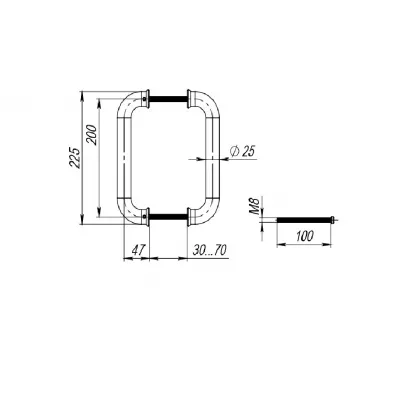 Ручка-скоба PH-21-25/200-INOX (нержавейка 201)