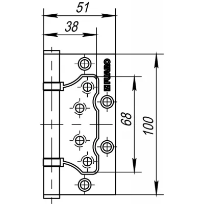 Петля универсальная без врезки IN4500W CF (500-2BB 100x2,5) кофе