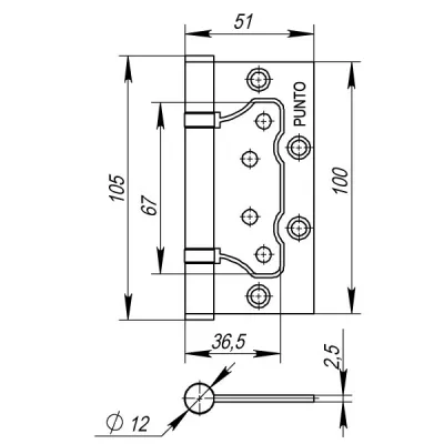 Петля универсальная без врезки IN4200W AB (200-2B 100x2,5) бронза