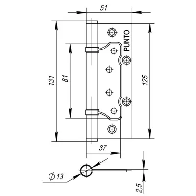 Петля универсальная без врезки IN5200W AC (200-2B 125x2,5) медь