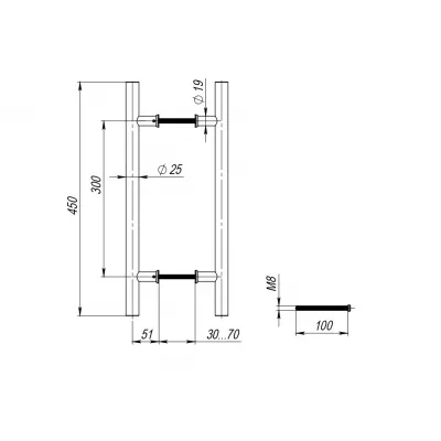 Ручка-скоба PH-22-25/300-INOX (нержавейка 201)