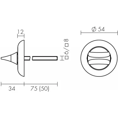 Ручка поворотная BKW8x75.R.HMR54 PLASTIC (HMR8x75) CP хром