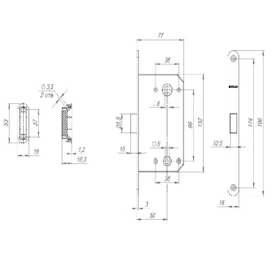 Защелка врезная MAGNM96WC-50 (M96WC-50) GR графит