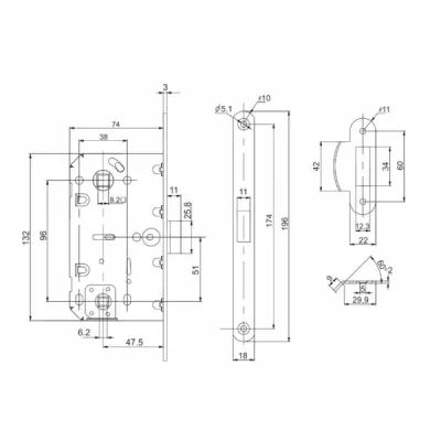 Защелка врезная PL96WC-50/BL WH (белый)