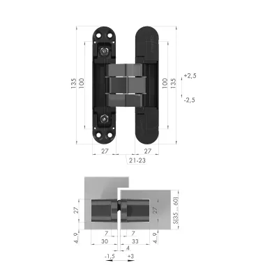 Петля скрытой установки U3D7800.VPG AB бронза TECH