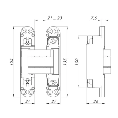 Петля скрытой установки U3D7800.VPG SG мат. золото TECH