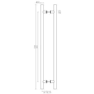 Ручка-скоба PH-22-25/825-INOX (нержавейка 304)