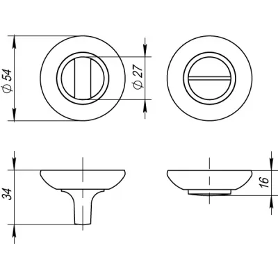 Ручка поворотная BK6 RM SN/CP-3