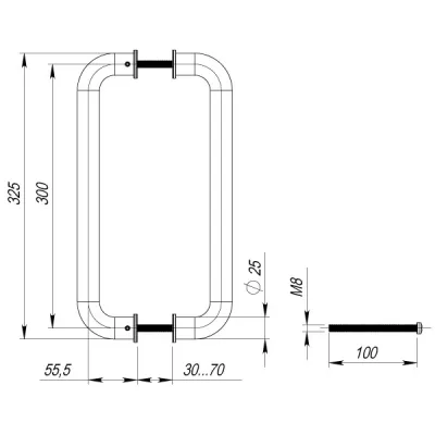 Ручка-скоба PH-21-25/300-INOX (нержавейка 304)